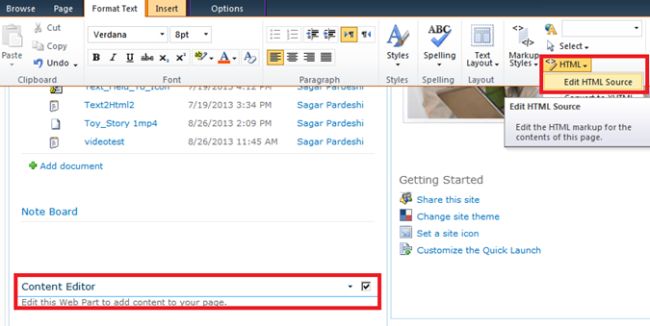 Ribbon under editing tools